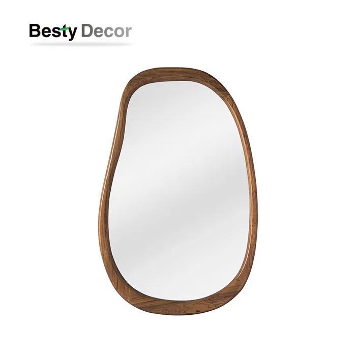 Oglindă neregulată cu rame din lemn masiv